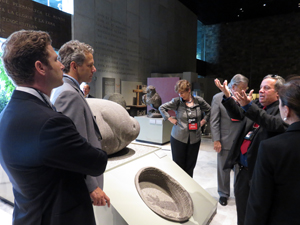 (From left) Dean Fealk, George John Gigounas, Kathleen Brown, Frank Damrell, Tour Guide Marco Antonio at the Museum of Anthropology.