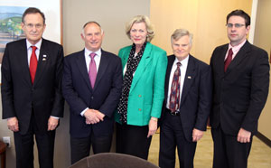 Pictured from Left to Right: Ambassador Gyorgy Szapary, Hungarian Ambassador to the United States, Mr. Allan Zaremberg, President & CEO, CalChamber, Mrs. Susanne Stirling, Vice President, International Affairs, CalChamber, Mr. Nicholas Bartsch, Hon. Consul, Hungarian Consulate in Sacramento, Dr. Gabor Kaleta, Consul, Hungarian Consulate in Los Angeles