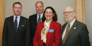At the first meeting of the newly merged California Chamber of Commerce Council for International Trade are (from left:) Jack McDougle, U.S. Department of Commerce Garrett Ashley, California Business, Transportation and Housing Agency Council Chair Susan Corrales-Diaz of Systems Integrated; Jerry Levine, president of Mentor International, and chairman emeritus of the former California Council for International Trade (CCIT.)