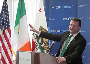 Irish Minister Alan T. Kelly T.D. discusses the economic and trade ties between the United States, California and Ireland at the CalChamber’s March 16 International Luncheon. 