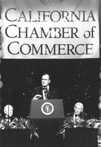 President George H.W. Bush speaks at CalChamber Gala Centennial Dinner, March 1, 1990.