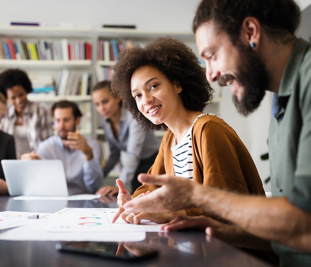 Group of young business people and designers.They working on new project.Startup concept.