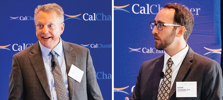 Robert Green, Pierrepont Consulting & Analytics, and Adam Rosenblatt, Bold Decision, give conference attendees a look at the results of the People’s Voice, 2022, the eighth annual CalChamber survey of voter attitudes.