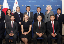 CalChamber, Japan Business Leaders Discuss Importance of Continued Partnership (Seated, from left) Kazuhiro Gomi, Government Relations Committee Chair, Japanese Chamber of Commerce of Northern California (JCCNC)/ NTT Research Inc.; Nobuyuki Baba, president, JCCNC/ Mitsubishi Corporation (Americas); Jennifer Barrera, president and CEO, CalChamber; Masahiko Yamamoto, president, Japan Business Association of Southern California (JBA)/ Mitsubishi Corporation (Americas); and Nori Sakai, JBA/ Premier Kaikei LLP. (Standing, from left) Keijiro Hora, executive director, JCCNC; Akemi Koda, JCCNC/ USAsia Venture Partners Inc.; Koki Sato, JCCNC/ ITC Ventures XI, Inc. and ITOCHU International Inc; Wataru Kuribayashi, JCCNC/ Presidio Ventures and Sumitomo Corporation of Americas; Hironori Kobayashi, JBA/ All Nippon Airways Co., Ltd.; Susanne T. Stirling, vice president, international affairs, CalChamber; Koji Shinohara, JBA/ Takenaka Partners LLC; and Fumio Yasue, executive director, JBA.