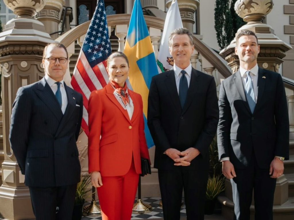 Their Royal Highnesses Prince Daniel and Crown Princess Victoria of Sweden, Governor Gavin Newsom and Sweden’s Minister for International Cooperation and Foreign Trade Johan Forssell.