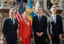 Crown Princess Opens Full-Time Swedish Consulate Office, Signs Climate Change Cooperation Letter with Governor Their Royal Highnesses Prince Daniel and Crown Princess Victoria of Sweden, Governor Gavin Newsom and Sweden’s Minister for International Cooperation and Foreign Trade Johan Forssell.