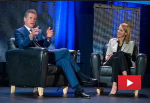 Governor Gavin Newsom sits down with CalChamber President and CEO Jennifer Barrera for a fireside chat at the 98th annual Sacramento Host Breakfast on May 9, 2024. Photo by Bryan Patrick.