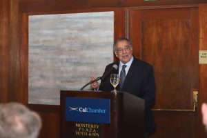 The Honorable Leon Panetta speaking about global issues of the day at the international breakfast meeting of the CalChamber Council for International Trade.